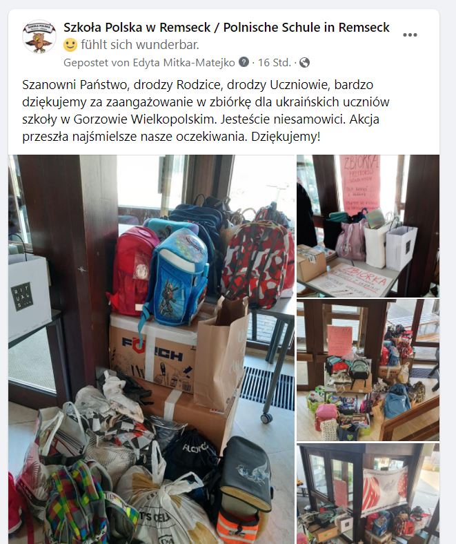 Zbiórka przyborów szkolnych dla uczniów z Ukrainy!