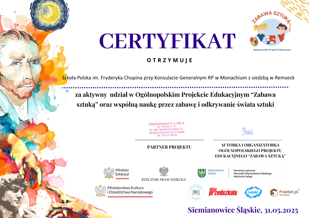 Ogólnopolski Projekt Edukacyjny „Zabawa sztuką”